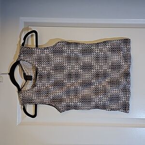 White and Black Sleeveless Dress Shirt